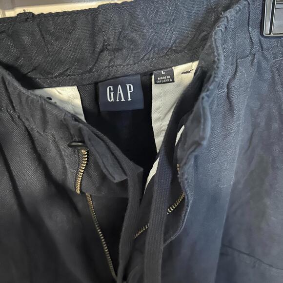 GAP Linen Cargo Pants New Classic Navy Blue Large - Picture 4 of 5